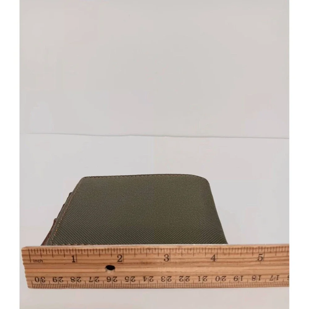 Lake & Trail Green Canvas / Brown Leather Bi-fold Men's Wallet 4.25